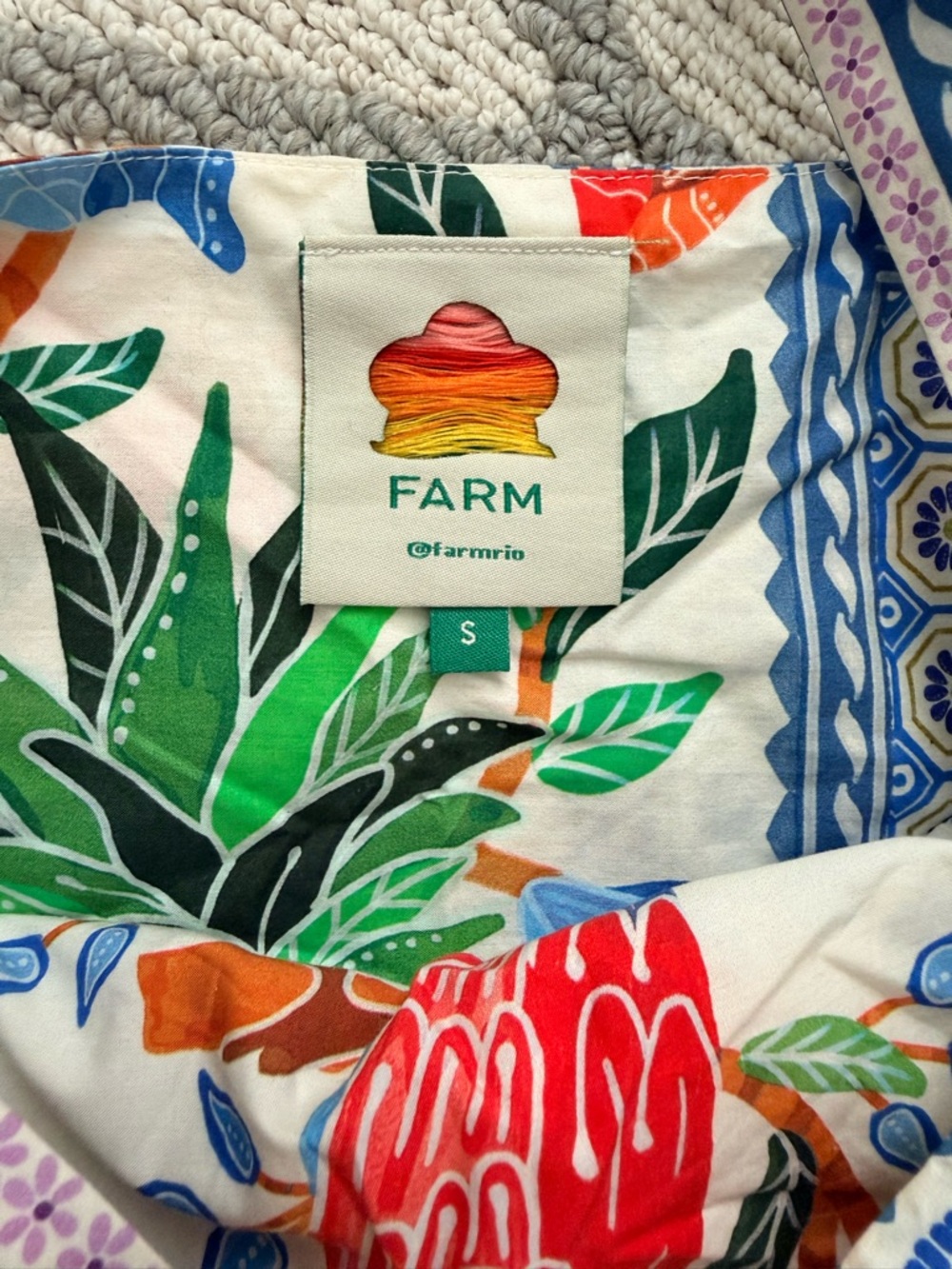 FARM Rio Anthropologie Tropical Parrot Romper with Belt Green & Blue Leaf Print - Picture 8 of 8